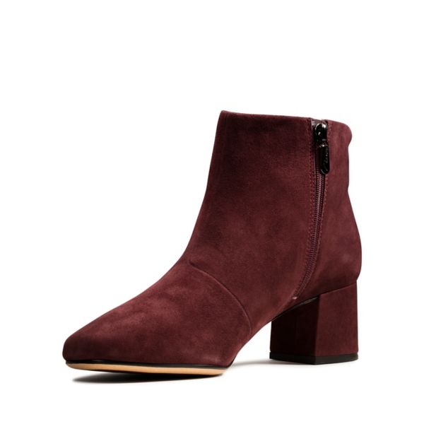 Clarks Womens Sheer Flora Ankle Boots Burgundy | UK-6504918